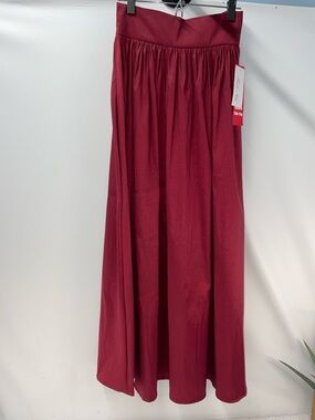 HAUTE NITES WINE RED FLOWY MAXI SKIRT FTL-04-122